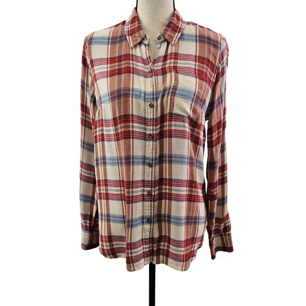 Lucky Brand Plaid Flannel Button Front & Back Long Sleeve Shirt – Size Small